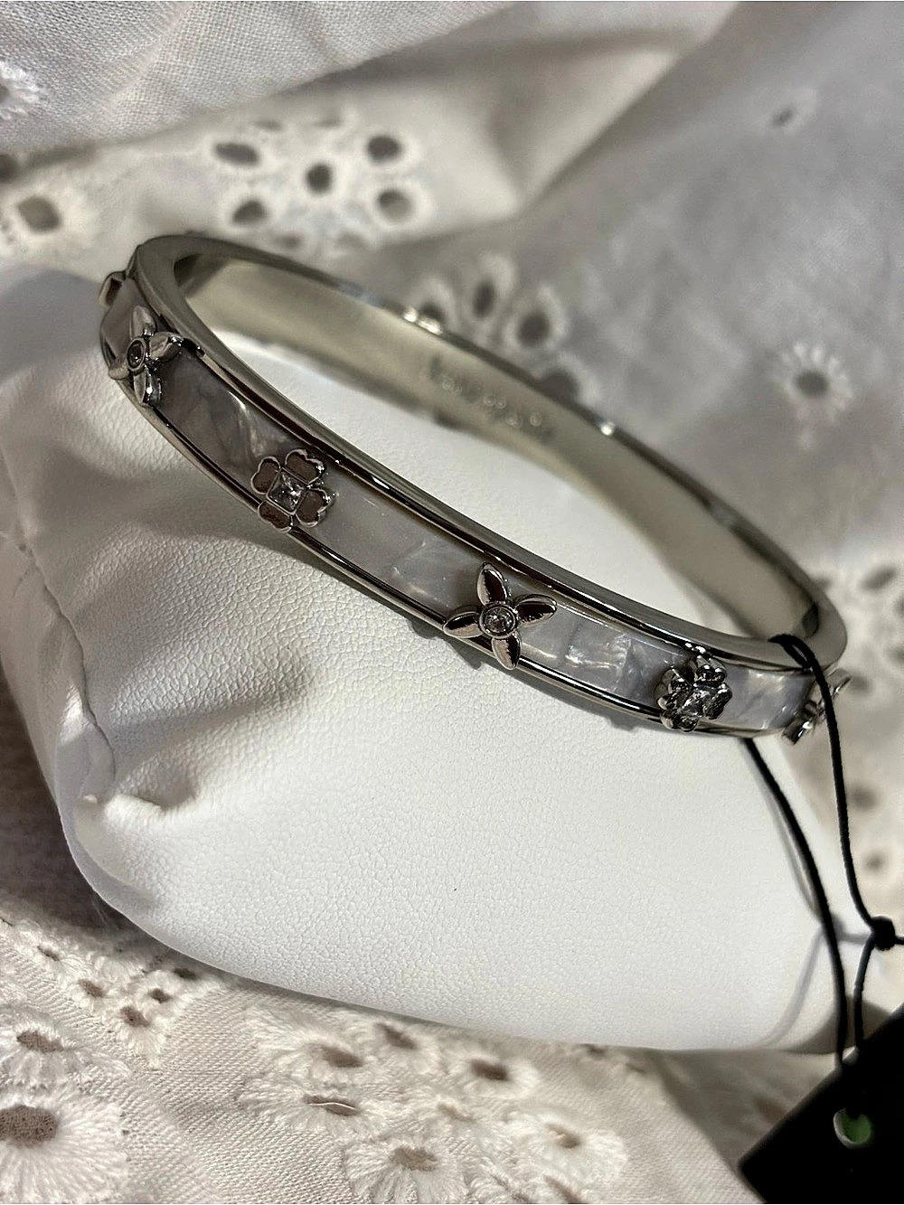 Kate Spade New York Silver & White Bangle Bracelet NWT